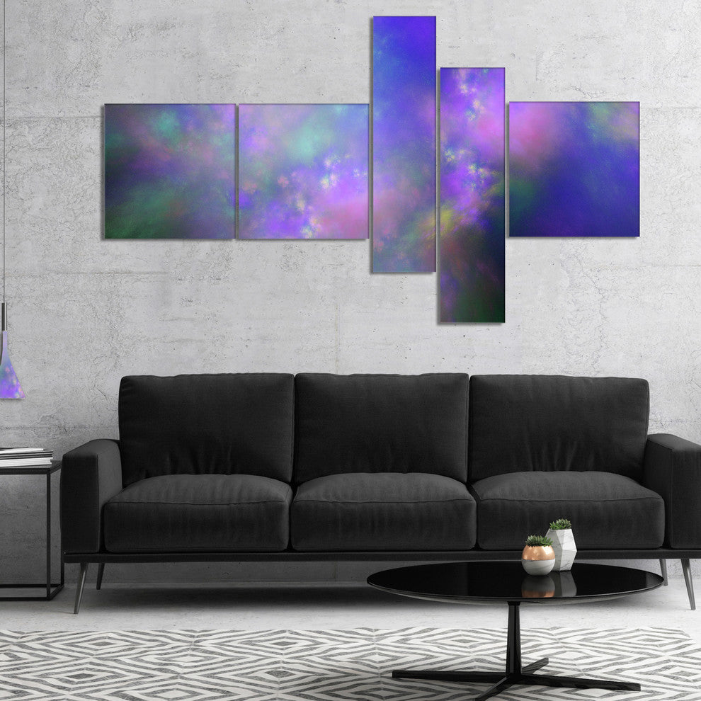 Perfect Purple Starry Sky, Abstract Canvas Wall Art, 60"x32", 5 panels