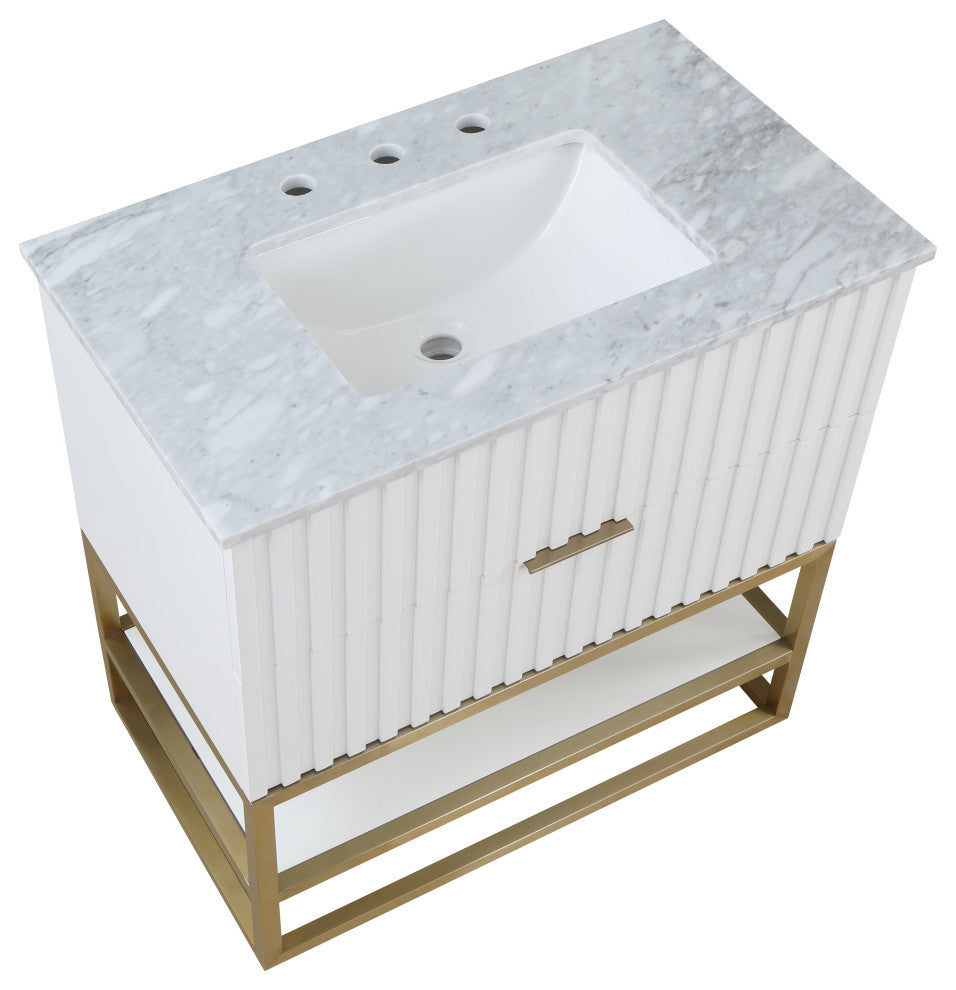 Monad Bathroom Vanity, White, 36" Wide
