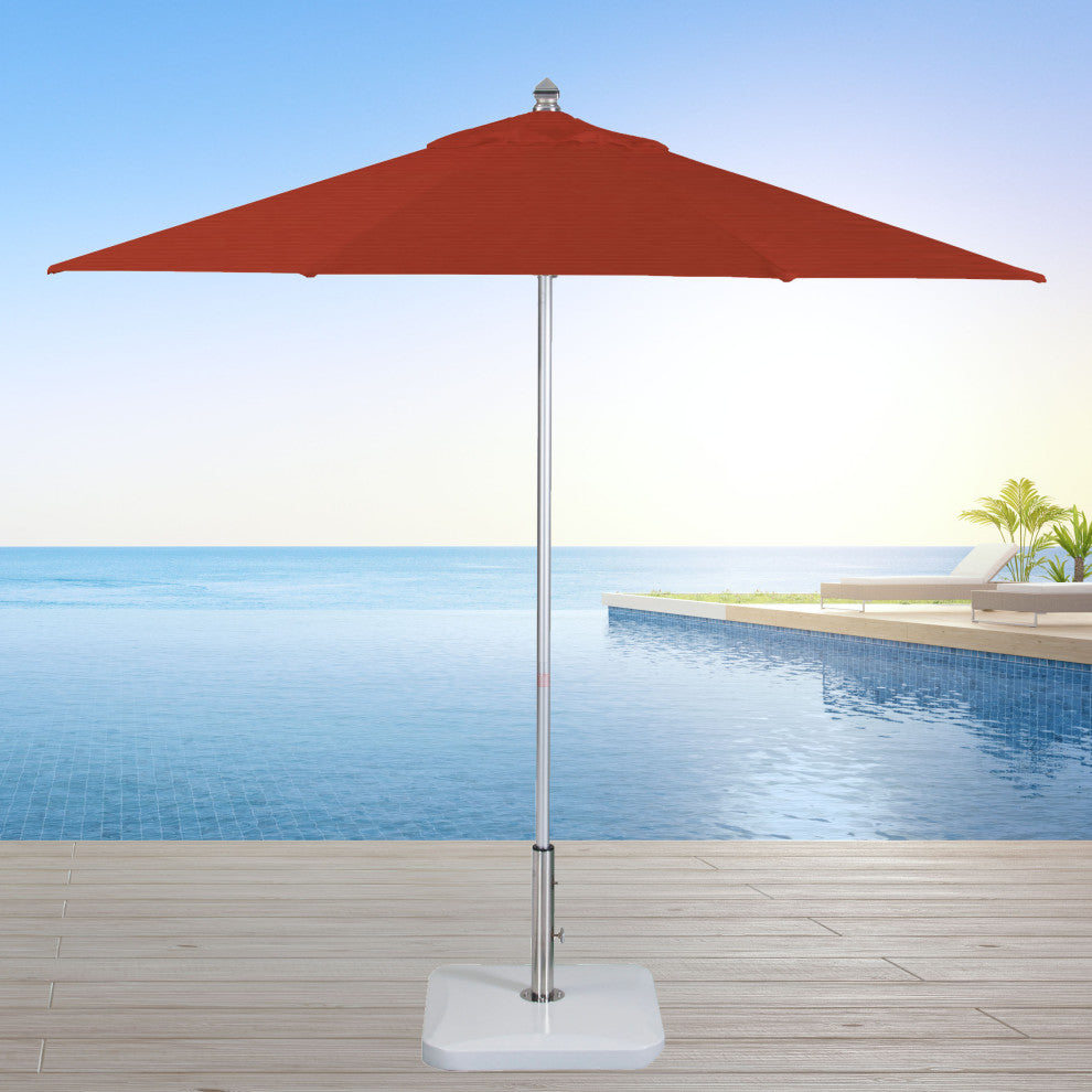 9'  Round Flexibe Commercial Umbrella, Silver, Sunbrella, Terracotta