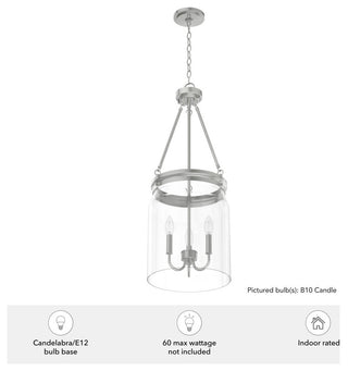 Hunter Devon Park Brushed Nickel 3 Light Pendant Ceiling Light