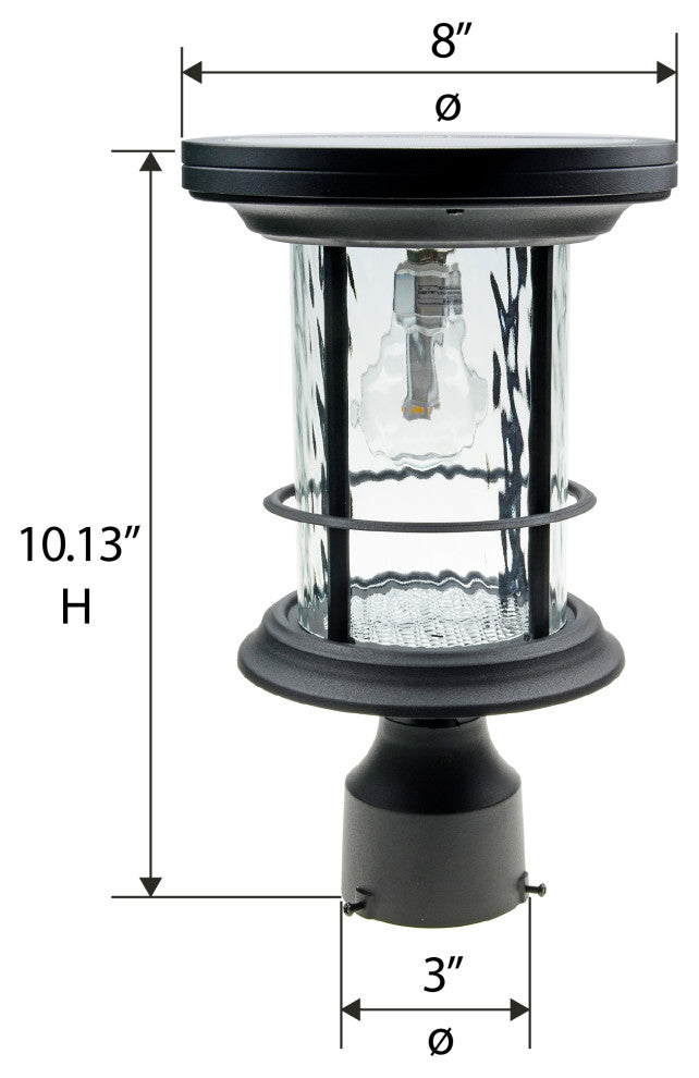 Silo Solar Light w/GS Solar Light Bulb - Wall/Pier/3" Fitter Mounts - Black