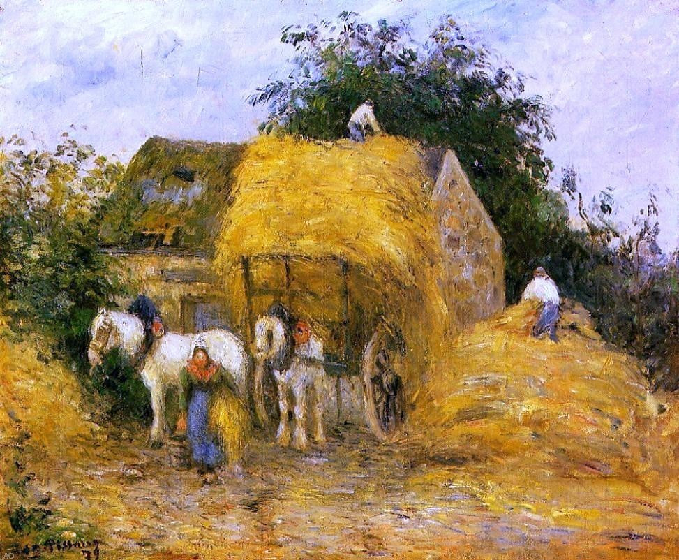 Camille Pissarro The Hay Wagon Montfoucault, Gallery Wrapped Canvas, 20"x25"