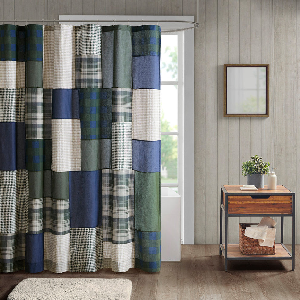 Woolrich Mill Creek Cabin Plaid Cotton Shower Curtain, Green