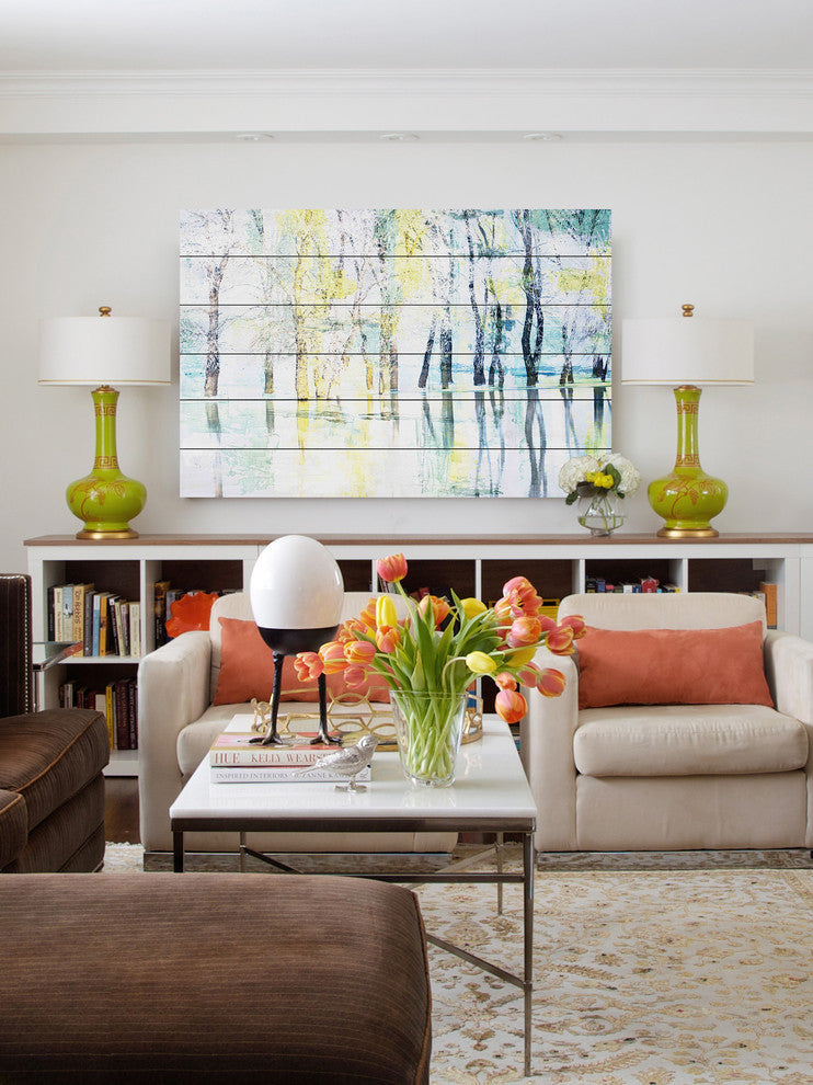 "Yellow Haze" Painting Print on White Wood, 36"x24"