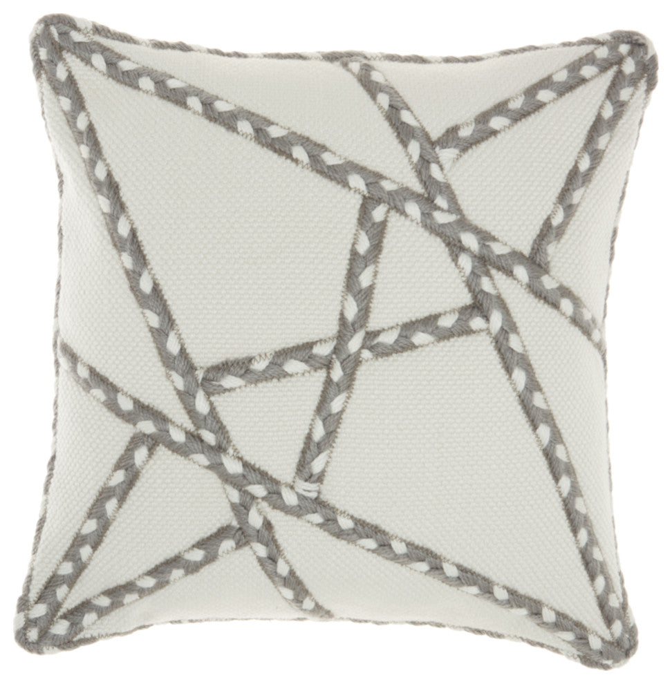 Mina Victory VJ006 Throw Pillow, Grey, 18" x 18"