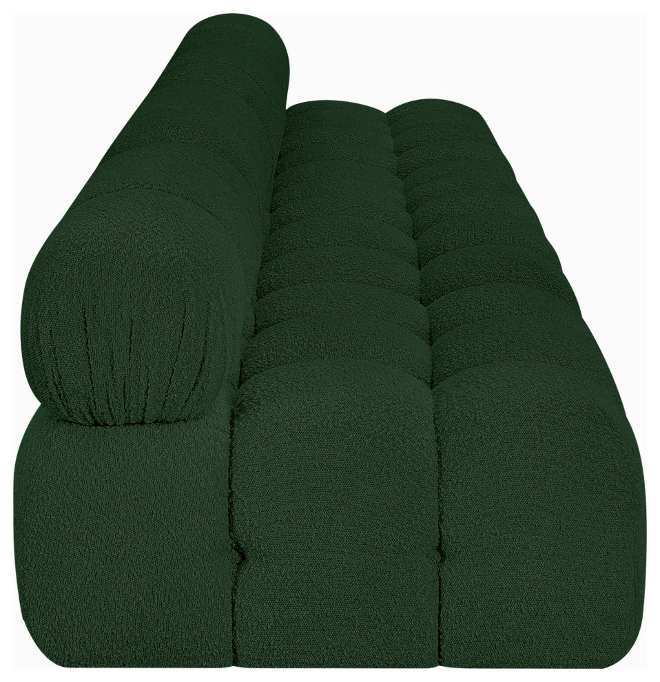 Ames Boucle Fabric Modular Sofa, Green, 4-Piece: 4 Armless Chair