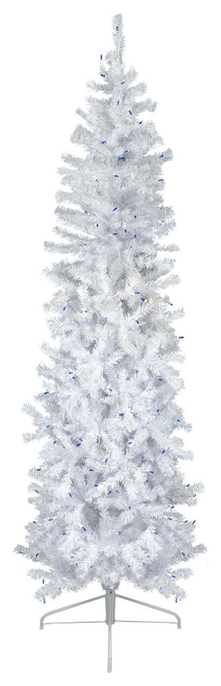 6.5' Pre-Lit Woodbury White Pine Pencil Artificial Christmas Tree  Blue Lights