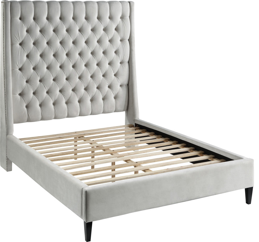 Fritz Velvet Upholstered Bed, Cream, King