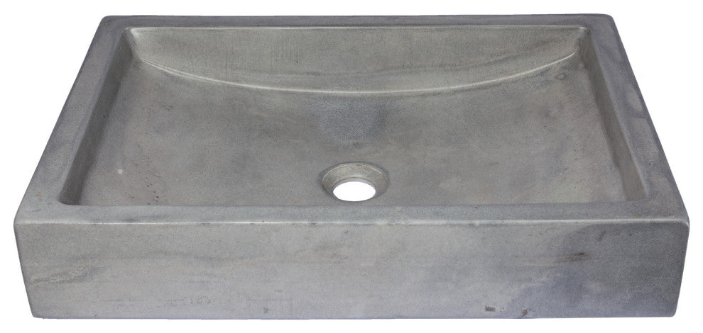 Eden Bath EB_N008DG 22-in. Shallow Wave Concrete Vessel Sink - Dark Gray
