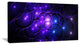 Blue Fractal Space Circles, Oversized Abstract Canvas Art Print, 60x28