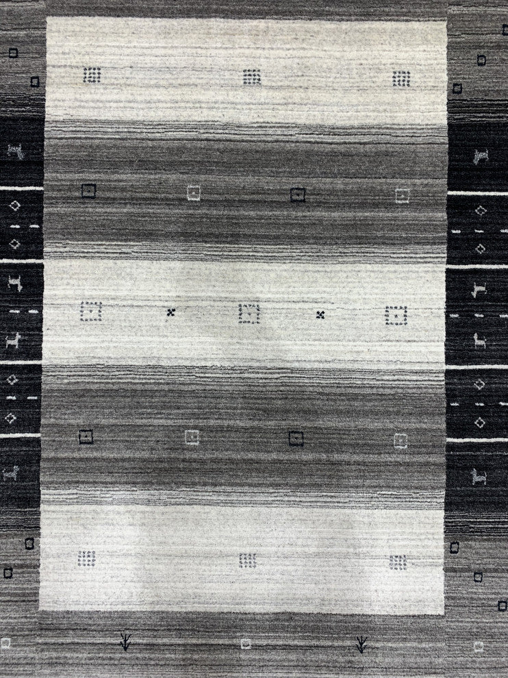 Gray Transitional Modern Gabbeh Area Rug