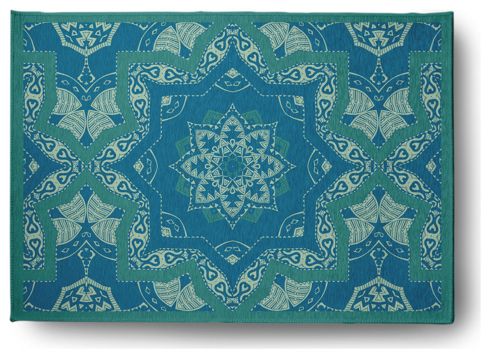 Shawl Rug, Desert Turquoise, 5'x7'