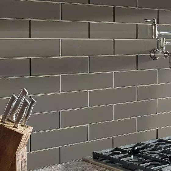 Champagne Bevel 4X12 Glass Subway Tile, 10 Sft