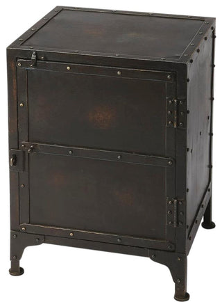Black Iron Storage Locker Side Table