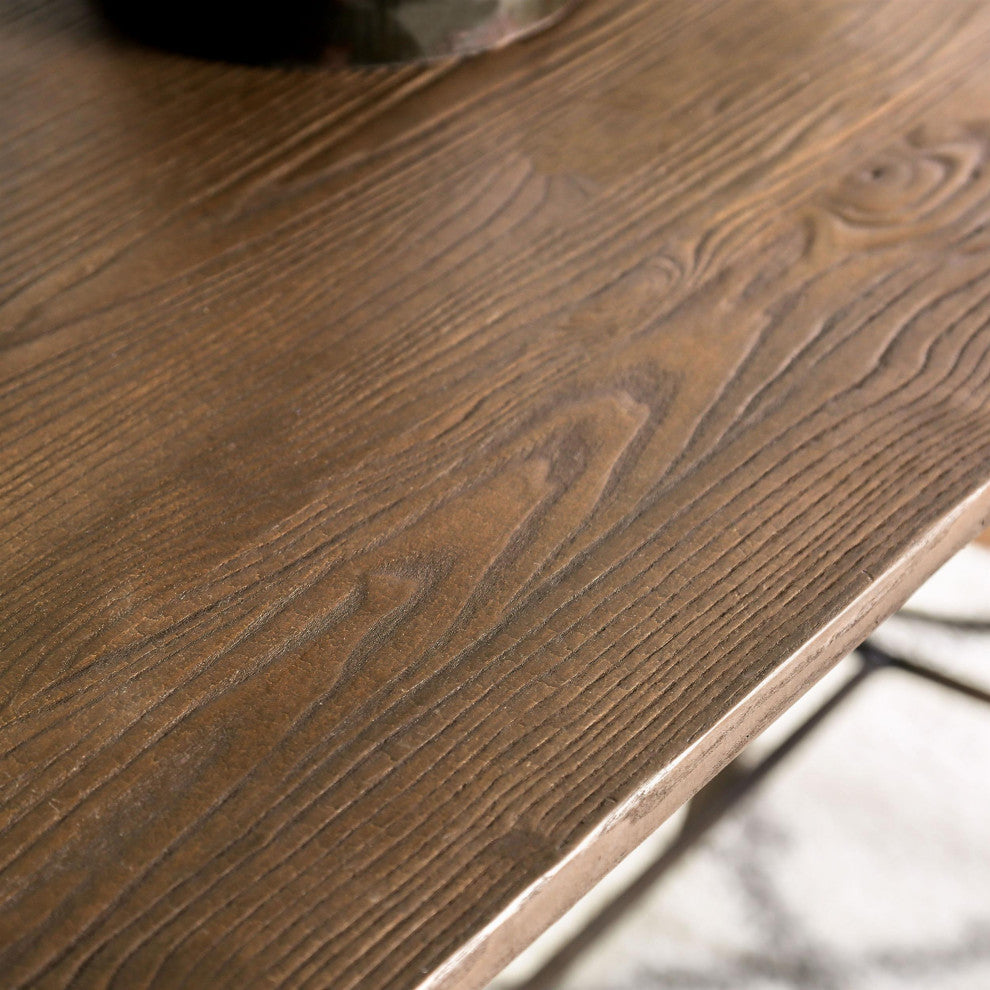 Furniture of America Mayfield Metal Counter Height Dining Table in Natural Elm