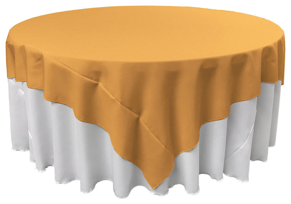 LA Linen Square Polyester Poplin Tablecloth, Gold, 72"x72"