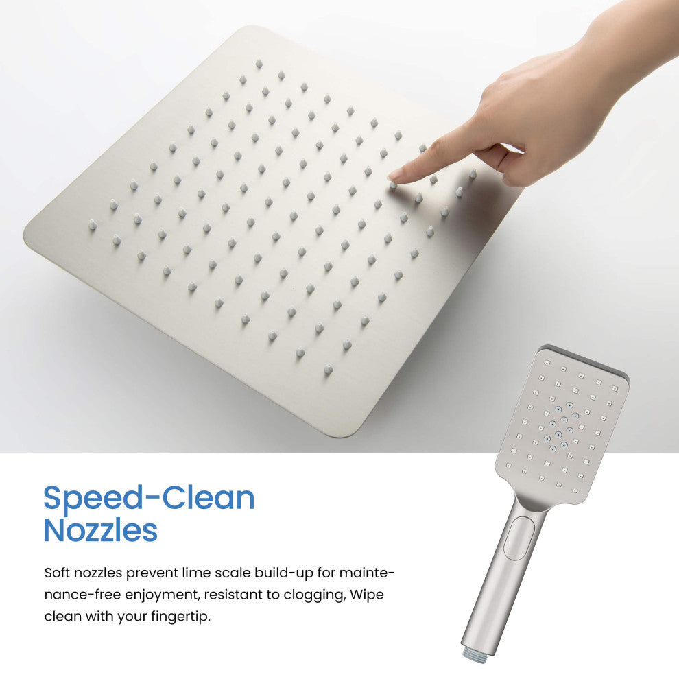 Cube Pressure 3-Function Shower System, Rough-In Valve, Brushed Nickel