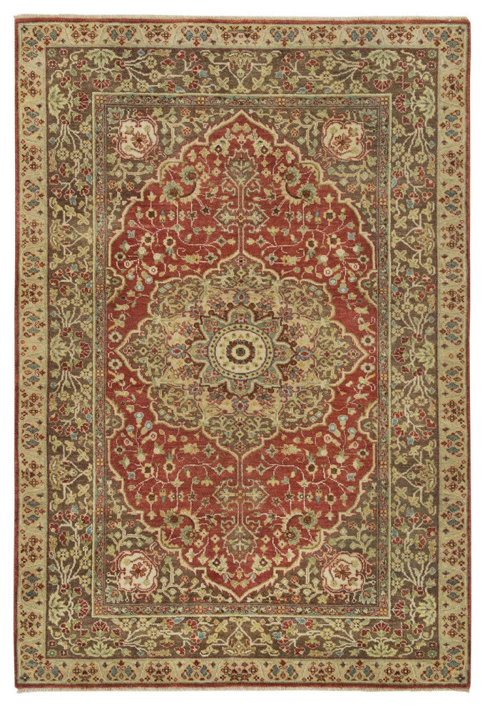 Rust Red Antiqued Tabriz Haji Jalili Design Hand Knotted All Wool Rug 4'2"x6'1"