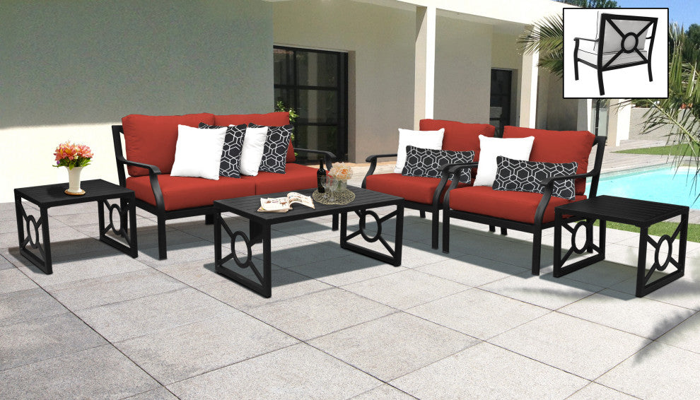 kathy ireland Madison Ave. 7 Piece Aluminum Patio Furniture Set 07d, Cinnamon