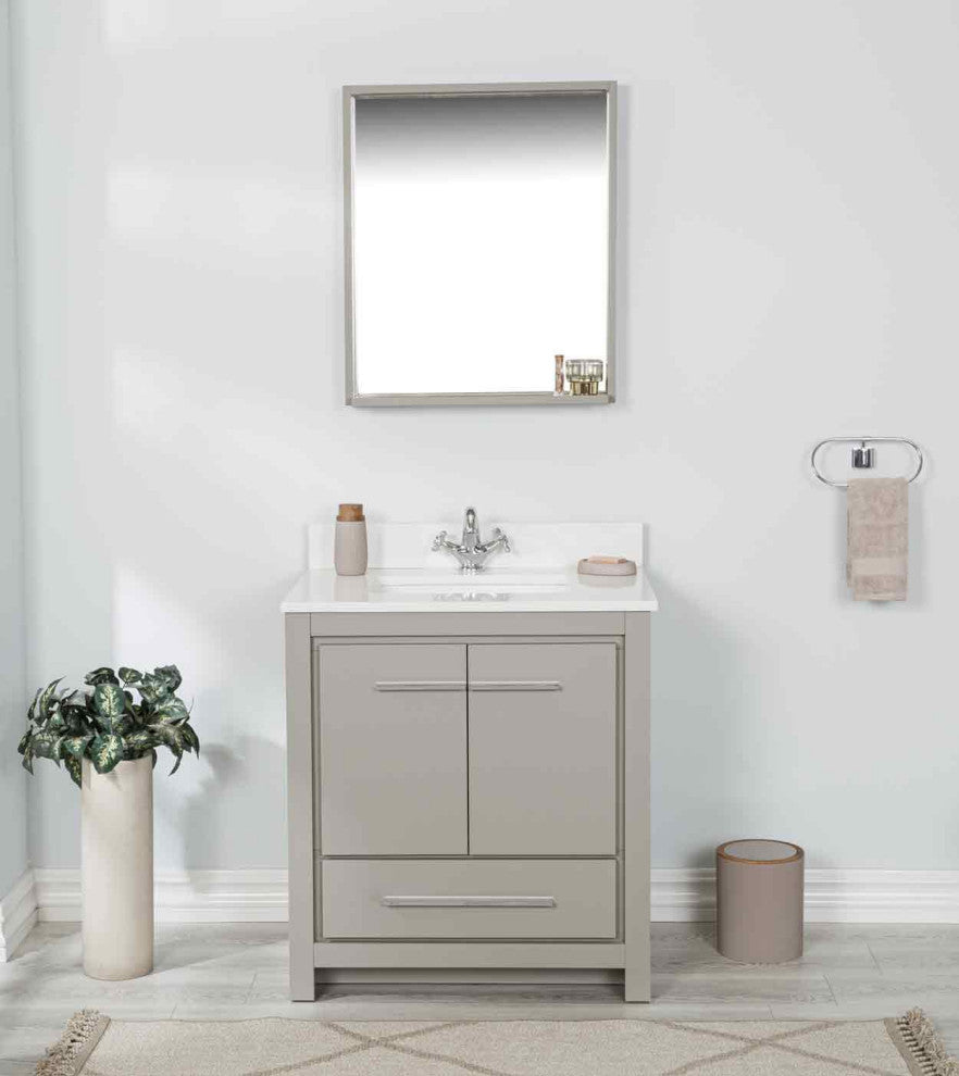 Mila Collection 30" Bathroom Vanity With Sink, Mirror, Countertop, Ash Gray