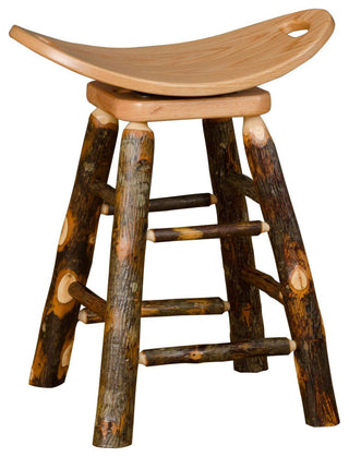 Hickory Log Swivel Saddle Stool, Hickory & Oak, 24 Inch