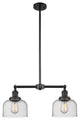Large Bell 2-Light Chandelier, Matte Black, Glass: Seedy