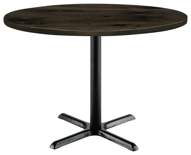 KFI Urban Loft 42" Round Breakroom Table Barnwood Black X Base Standard Height