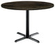 KFI Urban Loft 42" Round Breakroom Table Barnwood Black X Base Standard Height