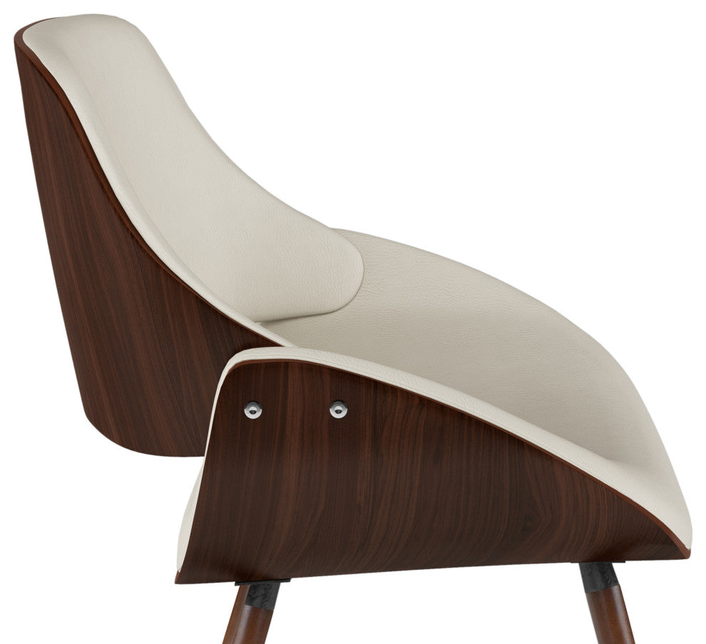 Malden Bentwood Dining Chair with Wood Back in Natural Linen Look Fabric