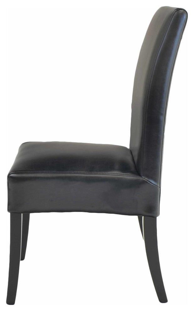 Valencia Dining Side Chair, Black, Split Leather