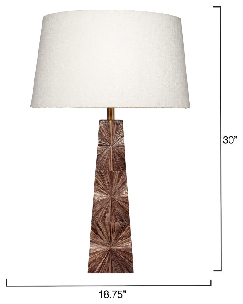 Palm Marquetry Table Lamp With Linen Shade
