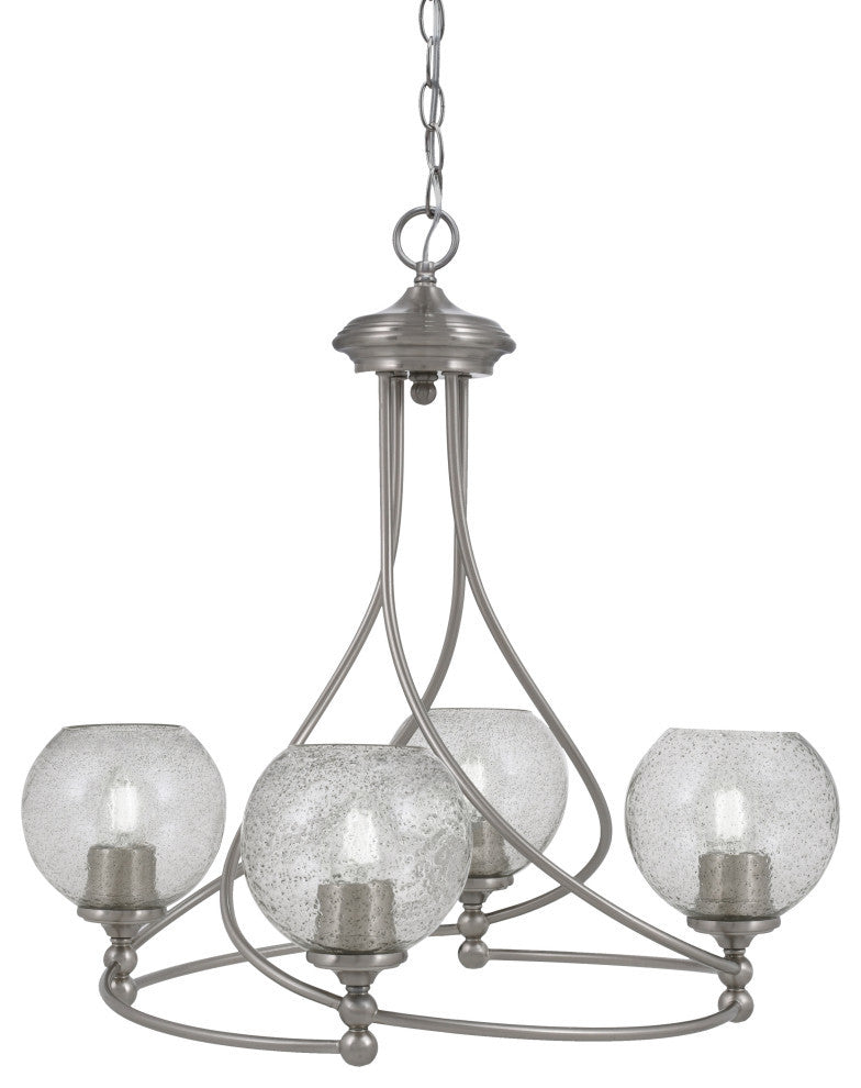 Capri 4-Light Chandelier, Brushed Nickel/Smoke Bubble