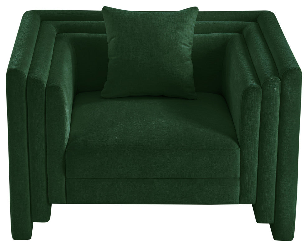 Everett Upholstered Chair, Green, Chenille Fabric