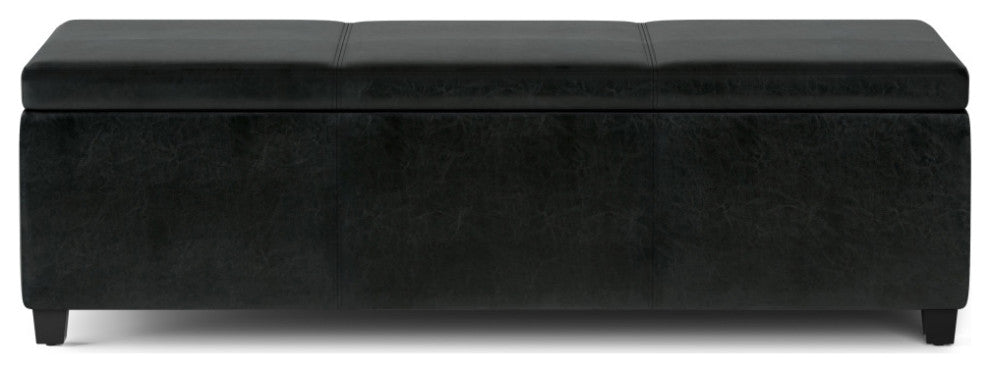 Avalon Extra Large Storage Ottoman Bench, Midnight Black