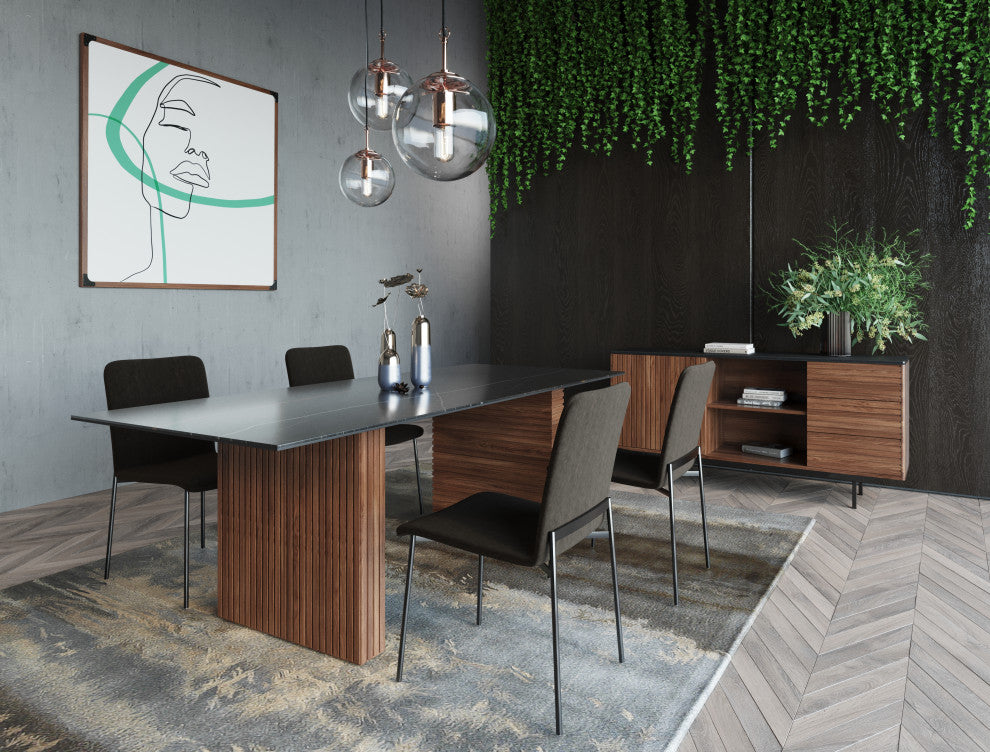 Modrest Maggie Modern Black and Brown Dining Chair, Set of 2