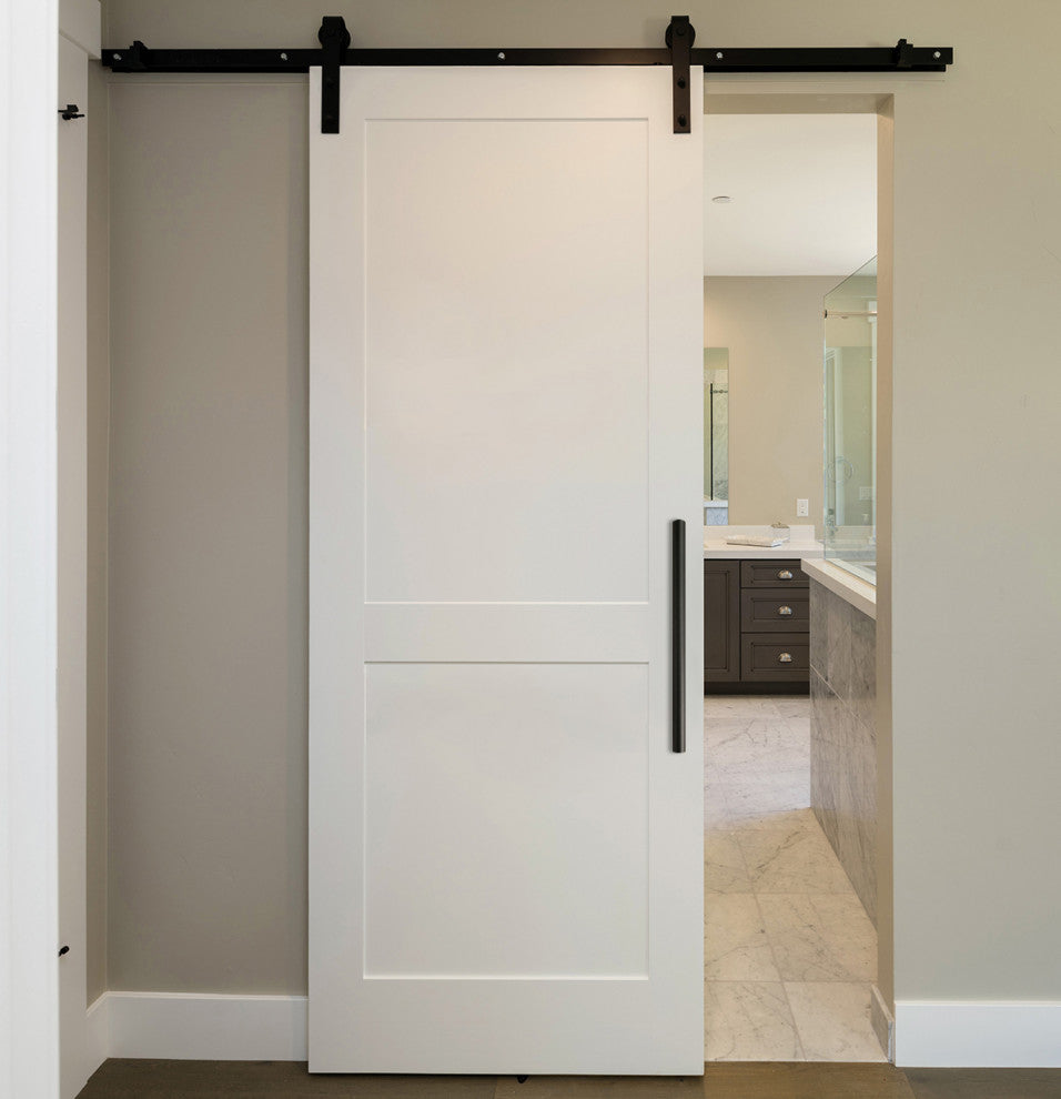 Shaker Sliding Wood Barn Door with 10 different panel designs +  Hardware, Finished (Painted), 32"x84" Inches