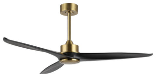 52" Solid Wood 3-Blade Propeller Ceiling Fan With Remote, Gold/Black