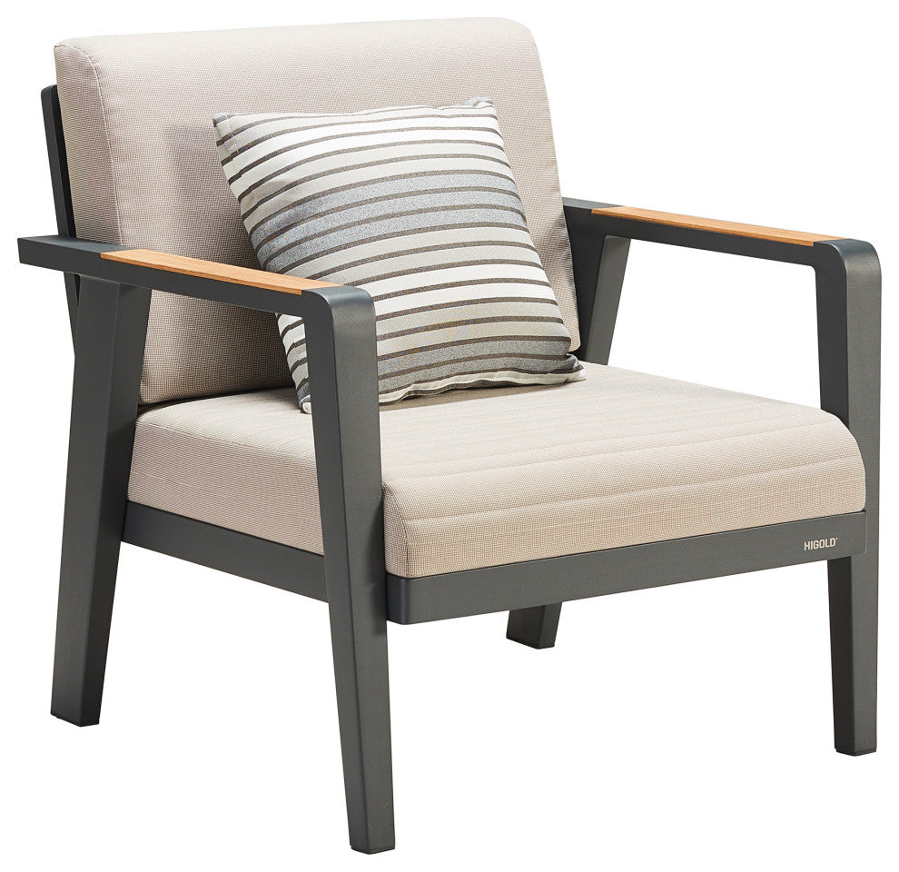 Emoti Aluminum Teak Patio Single Sofa - Series 6977