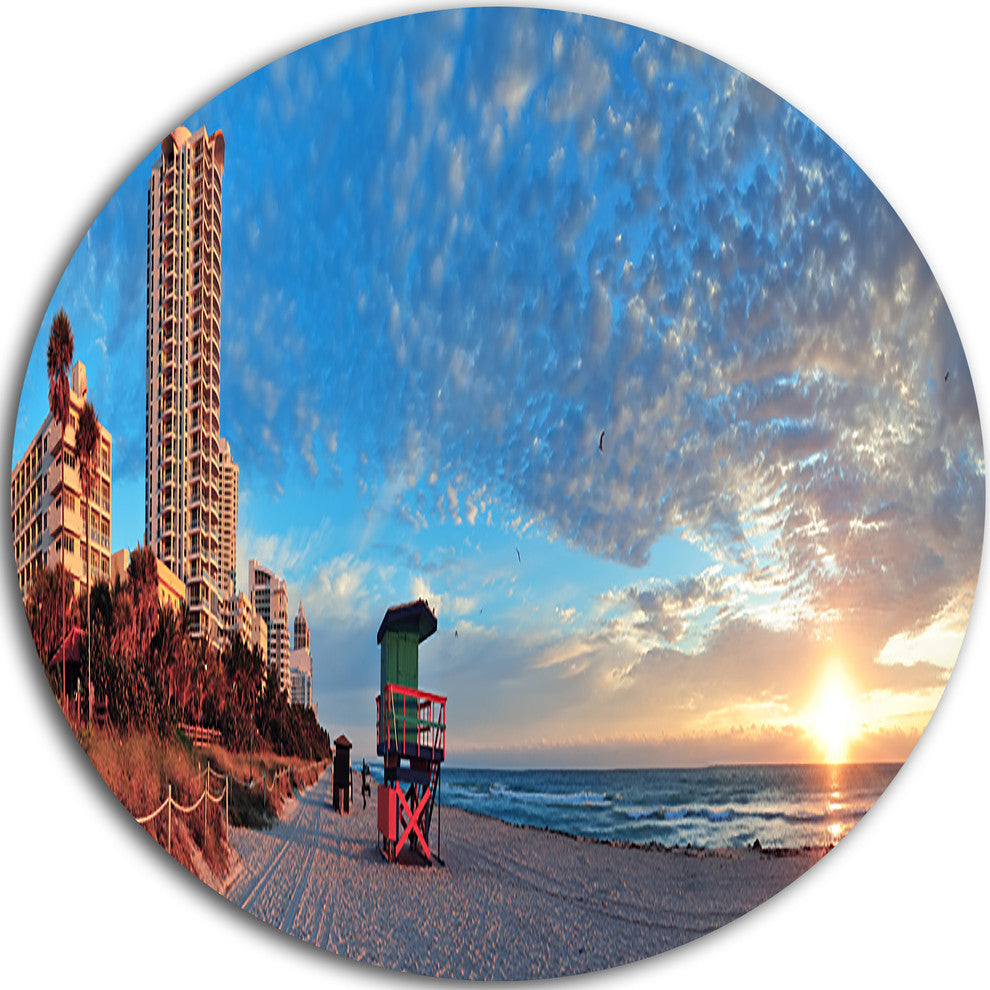 Miami South Beach, Photography Large Disc Metal Wall Art, 11"