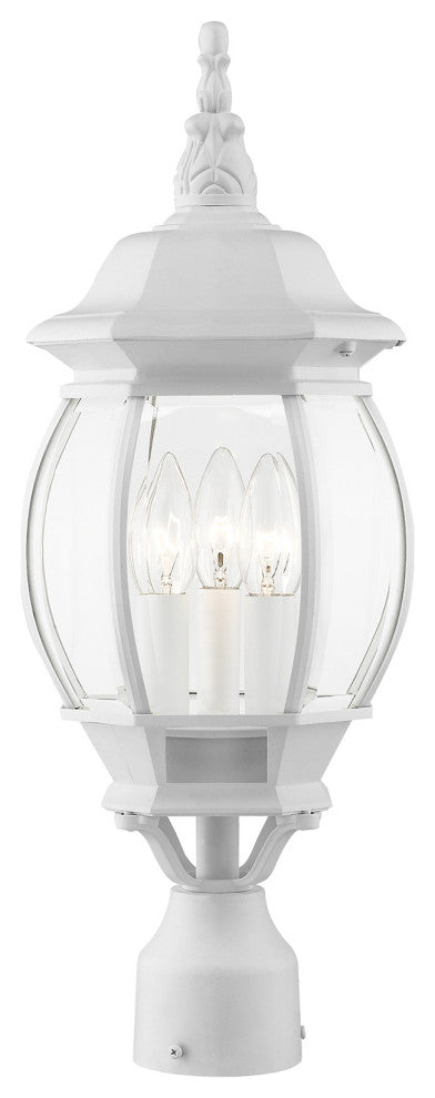 Textured White Traditional, Colonial, Outdoor Post Top Lantern