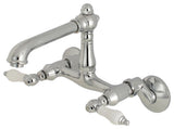 Kingston 6" Adjustable Center Wall Mount Kitchen Faucet, Polished Chrome
