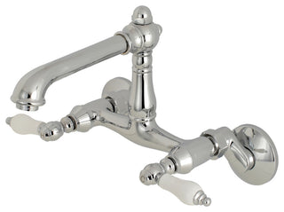Kingston 6" Adjustable Center Wall Mount Kitchen Faucet, Polished Chrome