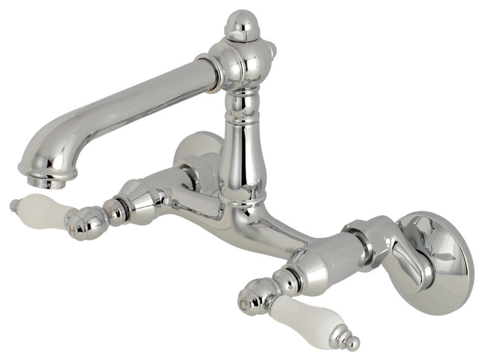 Kingston 6" Adjustable Center Wall Mount Kitchen Faucet, Polished Chrome