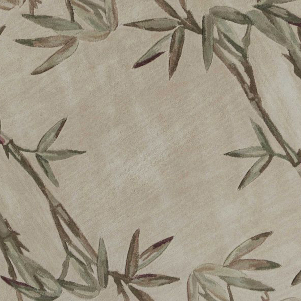 HomeRoots 6' Ivory Hand Tufted Tropical Bamboo Round Indoor Area Rug