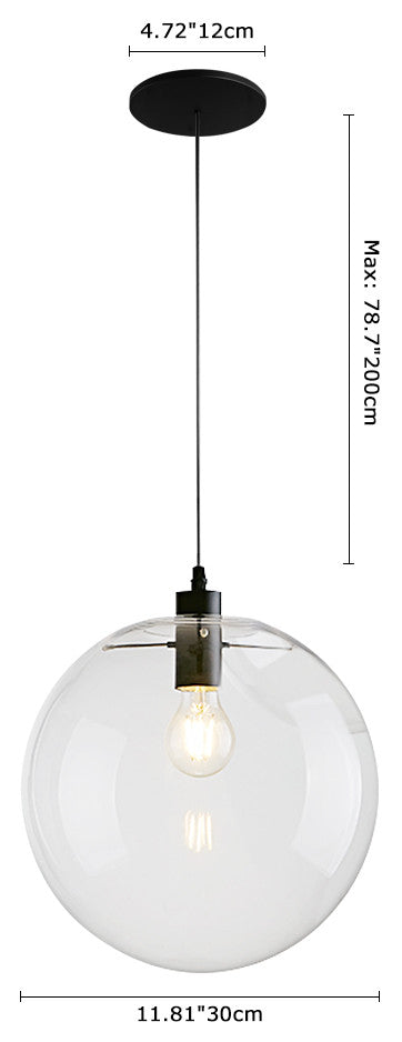 Modern Clear Glass Globe Pendant Light, 11.81"
