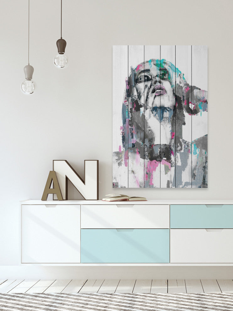 "Bewildered Beauty" Painting Print on White Wood, 16"x24"