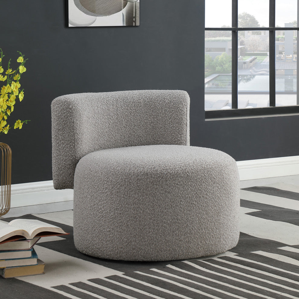 Como Boucle Fabric Upholstered Accent Chair, Taupe