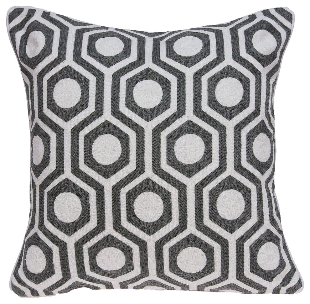 Ursae Traditional Gray and White Pillow Cover With Poly Insert