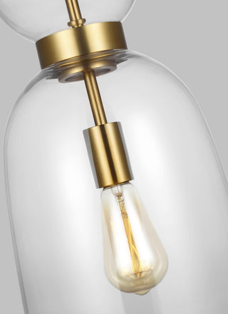 Londyn Tall Pendant, Burnished Brass with Clear Glass