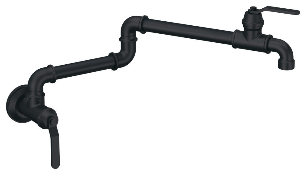 Kinzie Wall Mount Pot Filler Chrome, Satin Black